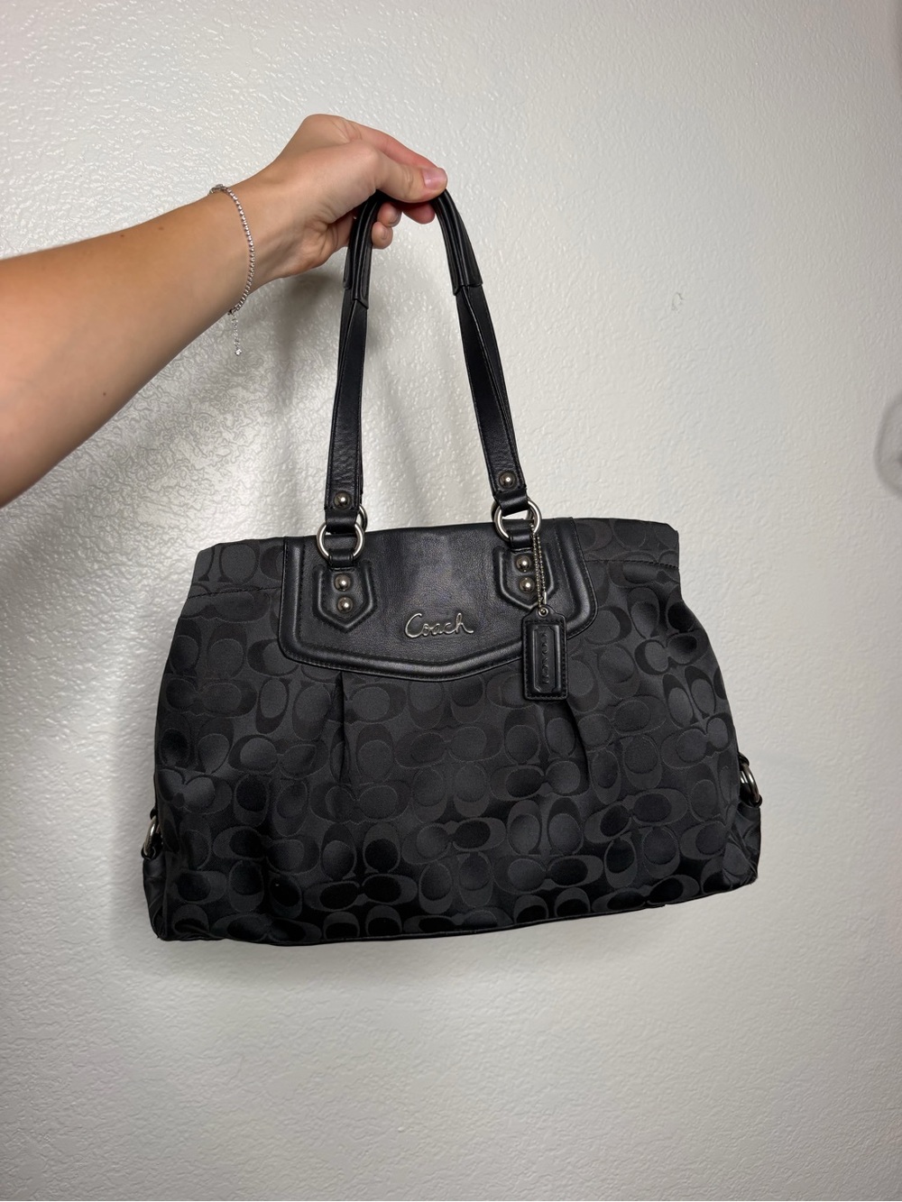 Coach Ashley Satchel Black Monogram Jacquard Leather Bag Y2K Classic F19244